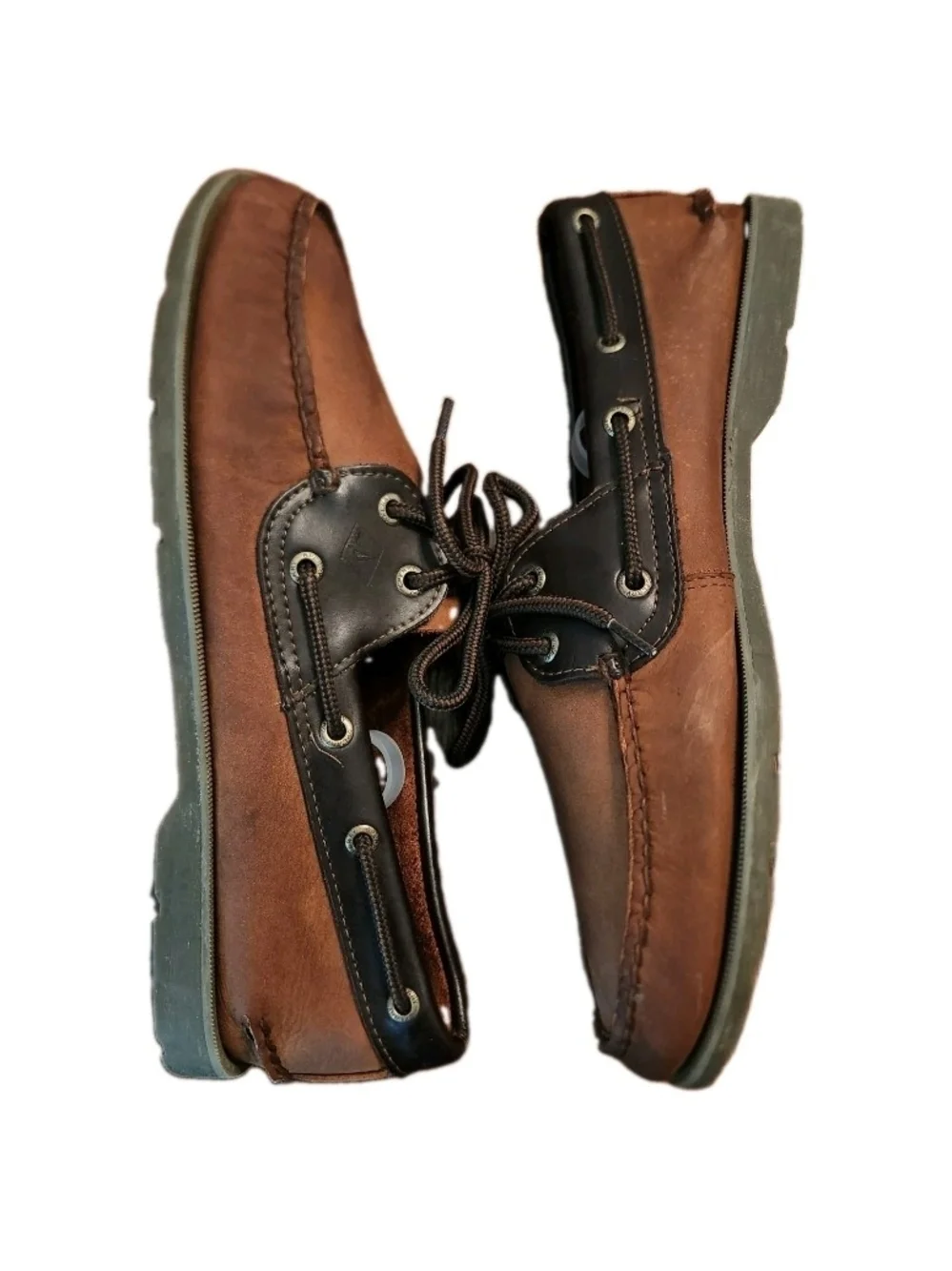 Sperry Top Sider Men's 10M Brown Two-Tone Suede Leather Boat Shoes Rubber Sole